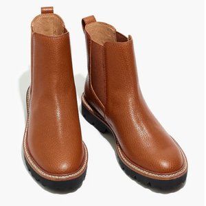Madewell Citywalk Lugsole Chelsea Boots in Leather - Camel Size 9